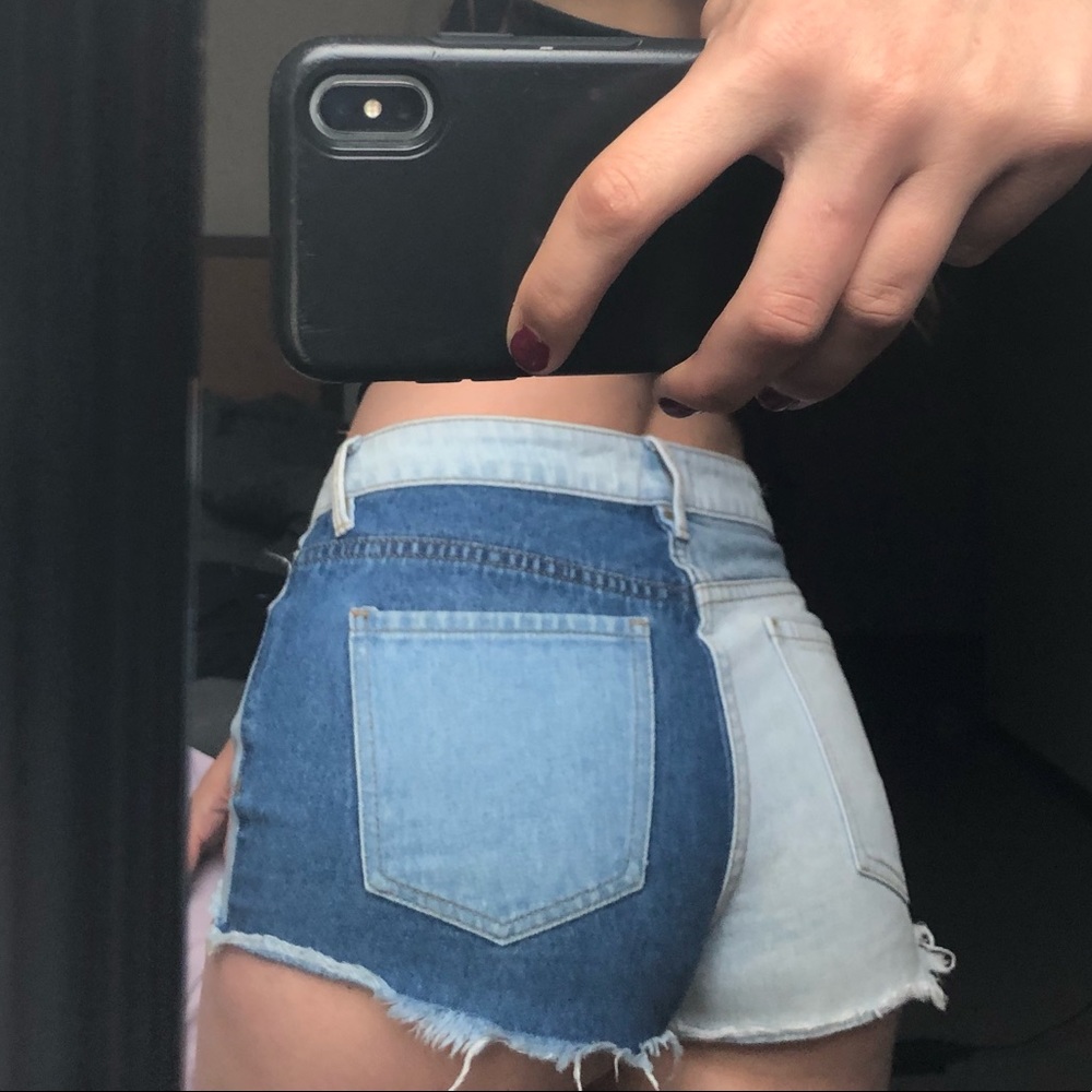 PACSUN SPLIT COLOR JEAN SHORTS